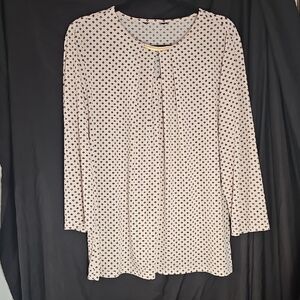 Pink Pleated Blouse with 3/4 Sleeves and Mandarin Collar